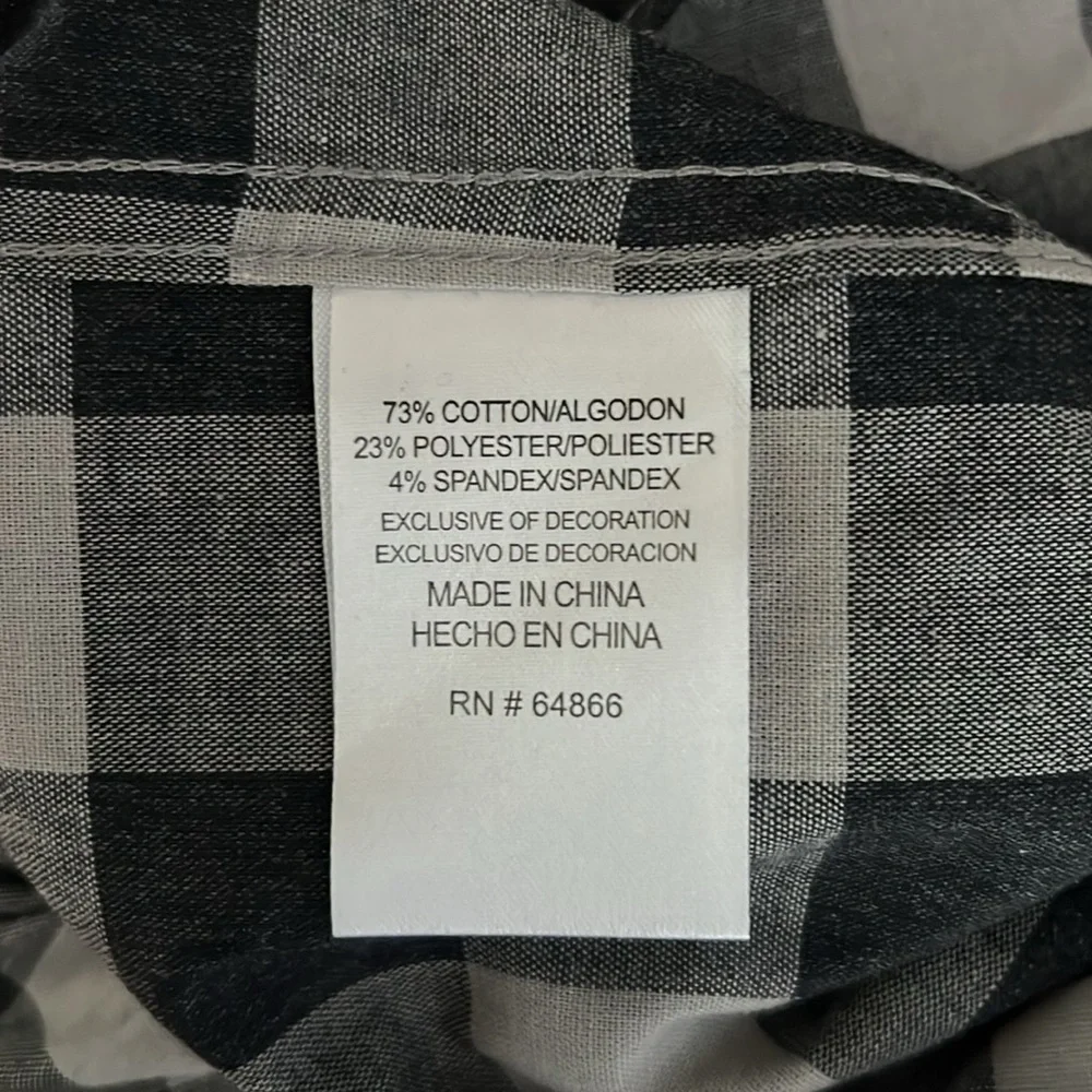 Lee Men's Black and White Buffalo Plaid Checkered Shirt Size Medium Casual - Picture 8 of 8